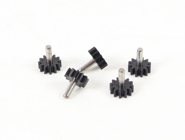 E1641 Fleischmann H0 527171 Ersatzteil 5x Zahnrad Z=12 M 0,4mm + Achse L=6,4mm